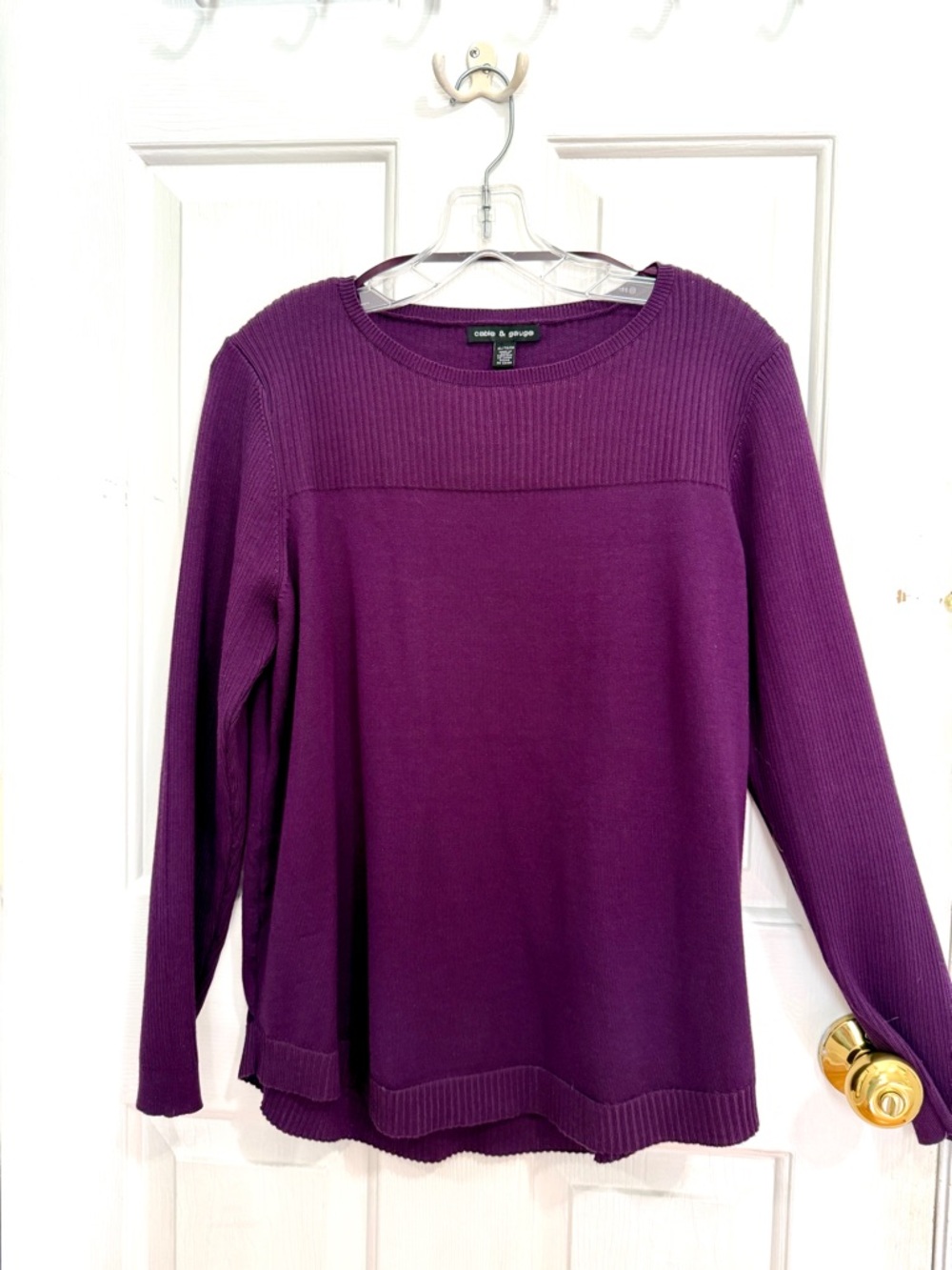 Cable & Gauge Purple Crew Neck Sweater